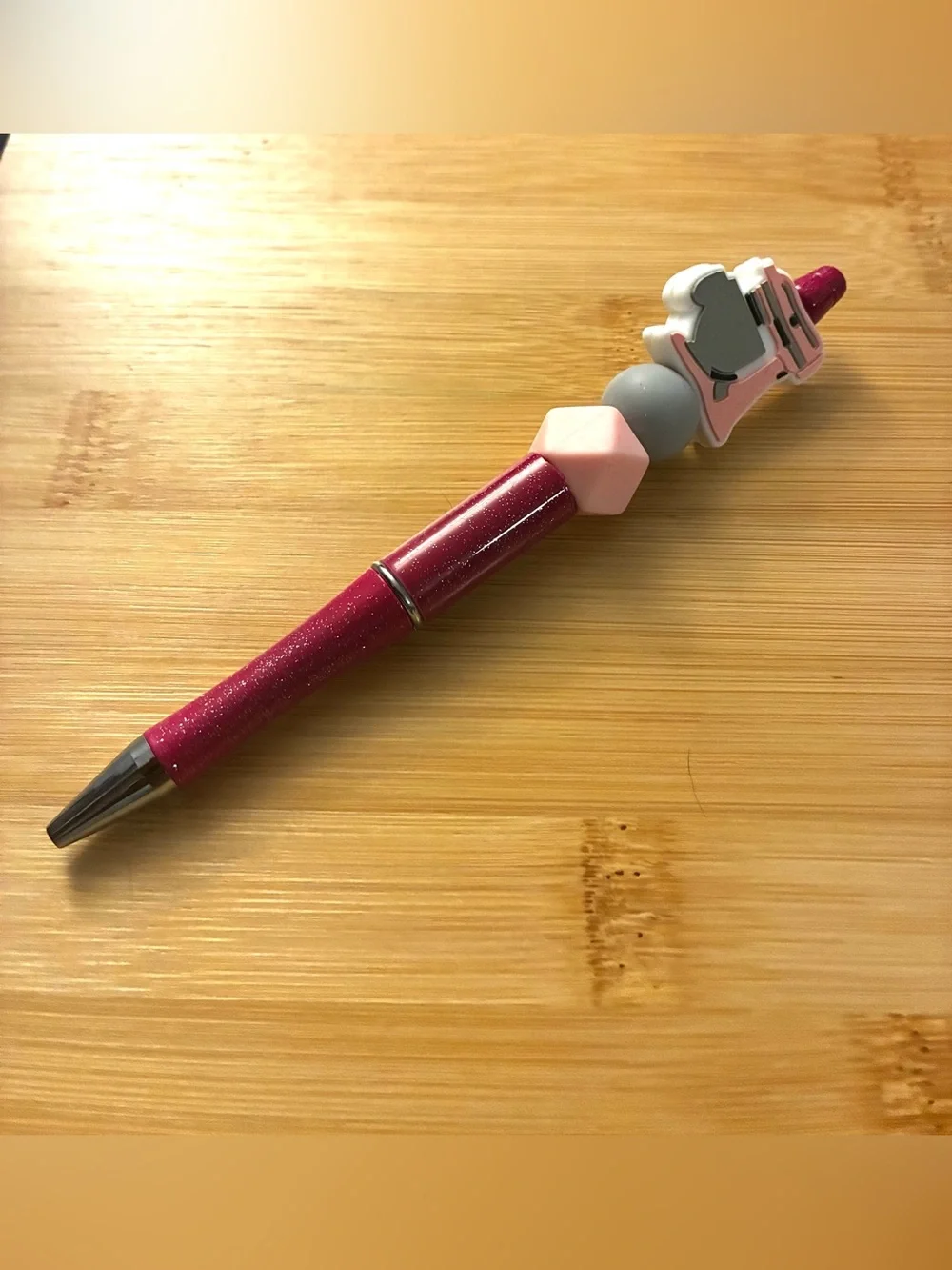 Glitter Pink Beaded Kitchen Mixer Pen